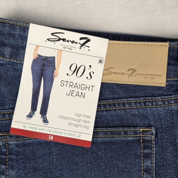 Seven7 Jeans Womens Size 14 90's Straight Jean In Divine Blue Denim Pants New - Picture 8 of 14